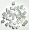 40 4mm White Fiber Optic Cat Eye Cube Beads